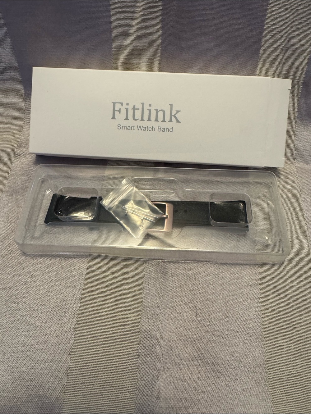 Fitlink Slim Stainless Steel Watch Band - Black & Rose Gold Replacement Strap
